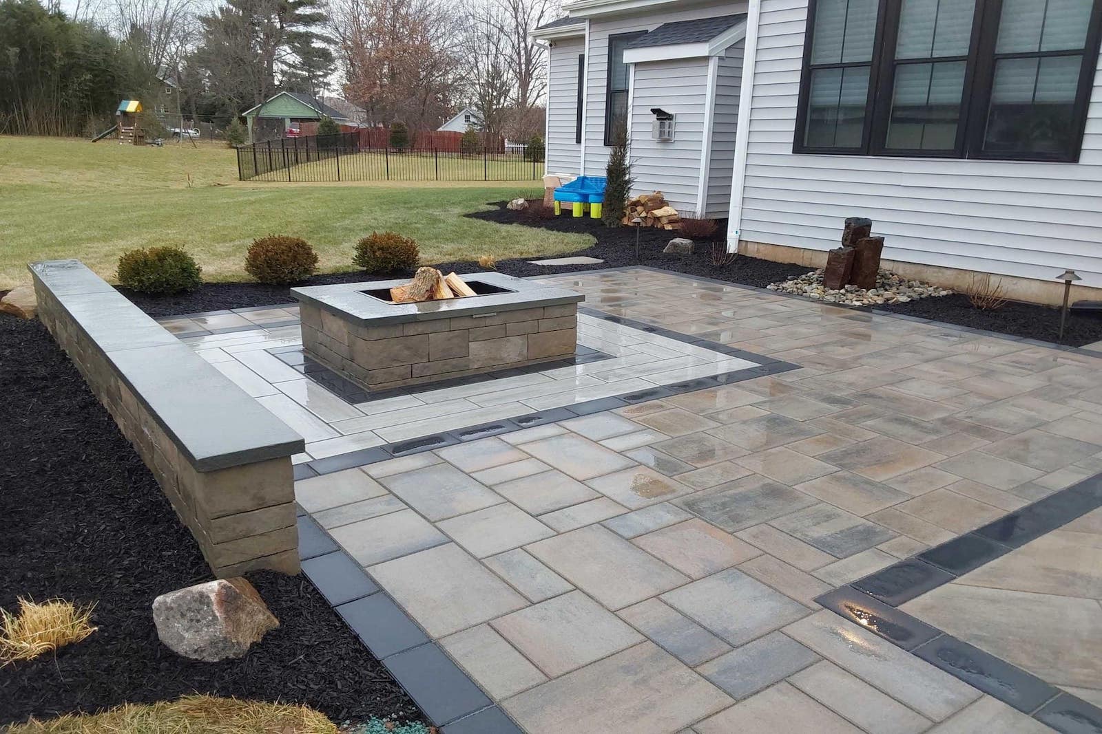New concrete patio and walkway