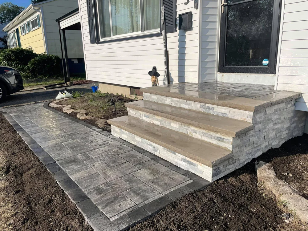 Front steps with walkway connection